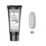 PolyGel UV /LED pentru unghii false FSM Jelly Glitter Powder Gel 30 ML G02 Argintiu Metalizat